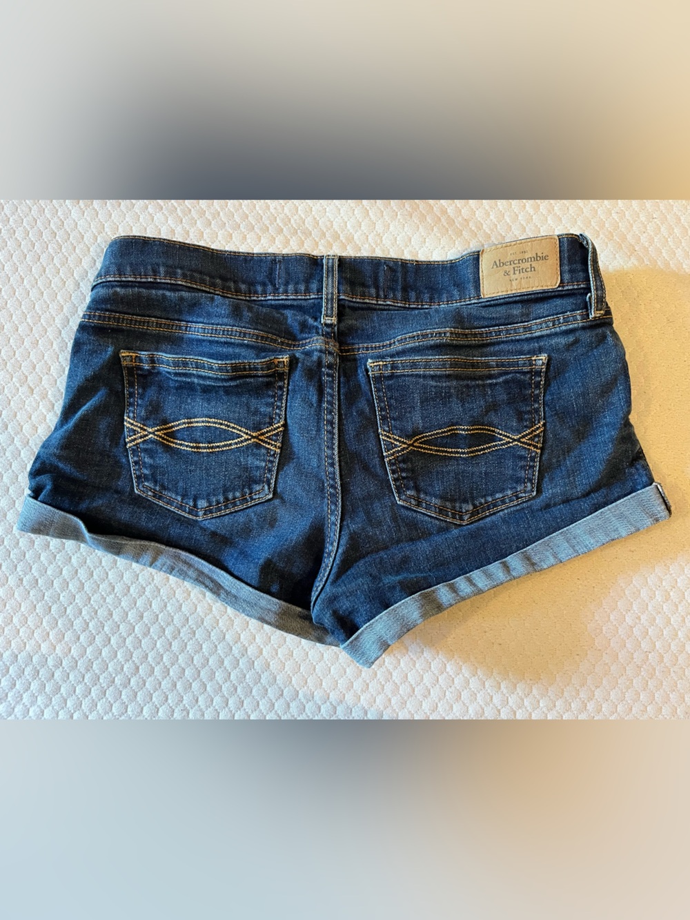 Abercrombie & Fitch Dark Blue Denim Cuffed Shorts